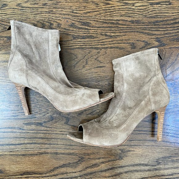 Elie Tahari Suede Zip Back Open Toe Ankle Boot - Size 40 - Picture 1 of 1